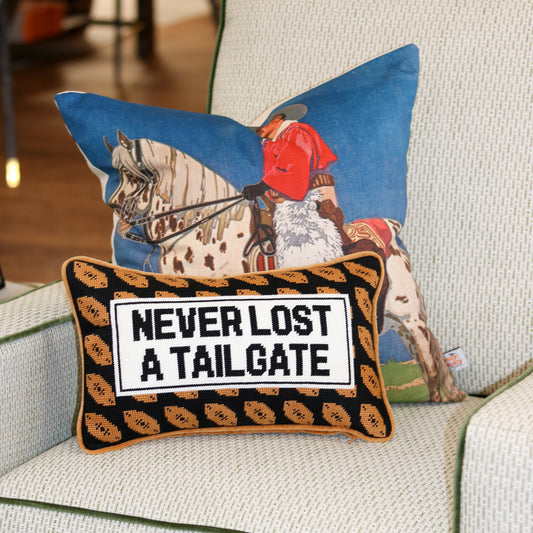 Never Lost A Tailgate Needlepoint Pillow