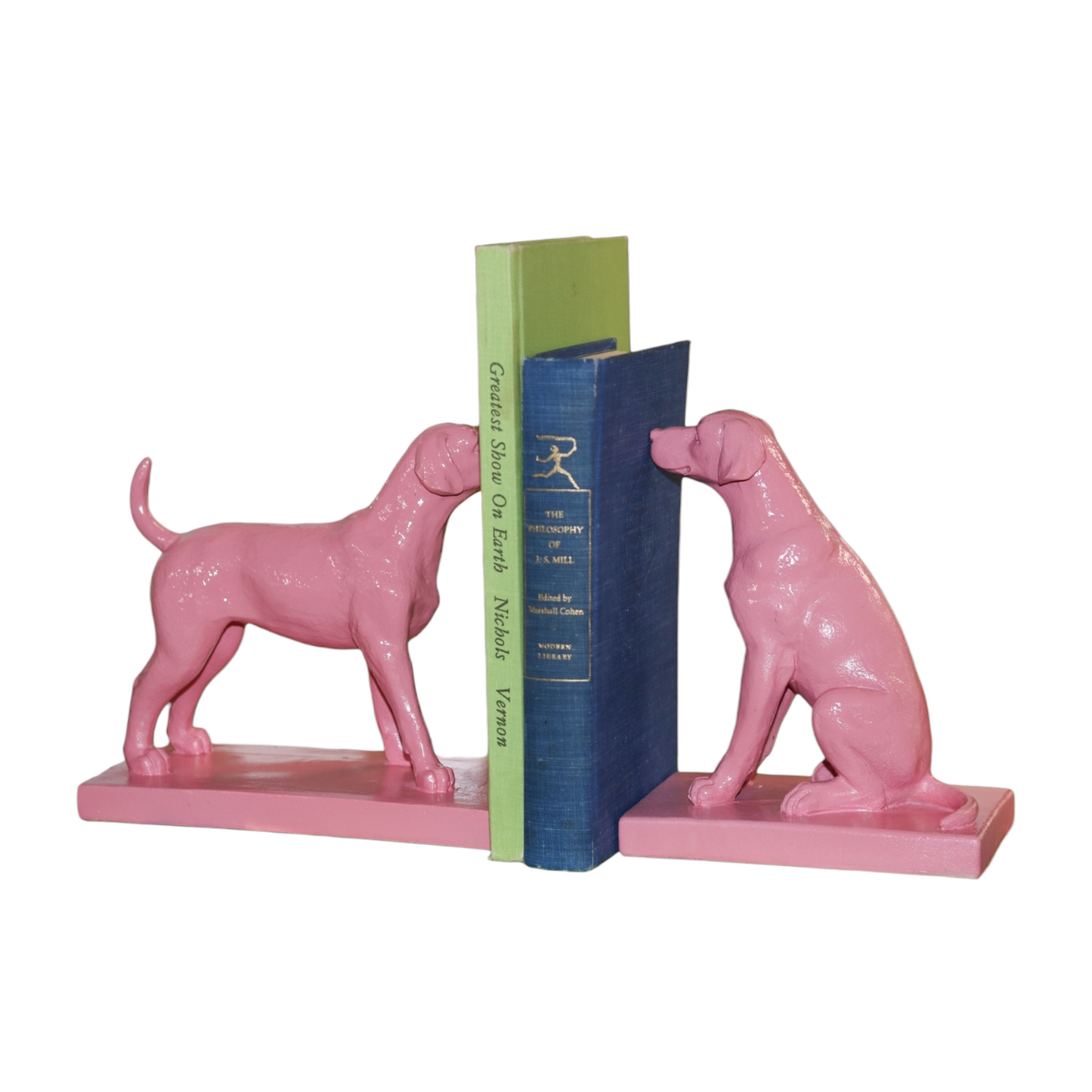 Pink Resin Dog Bookends