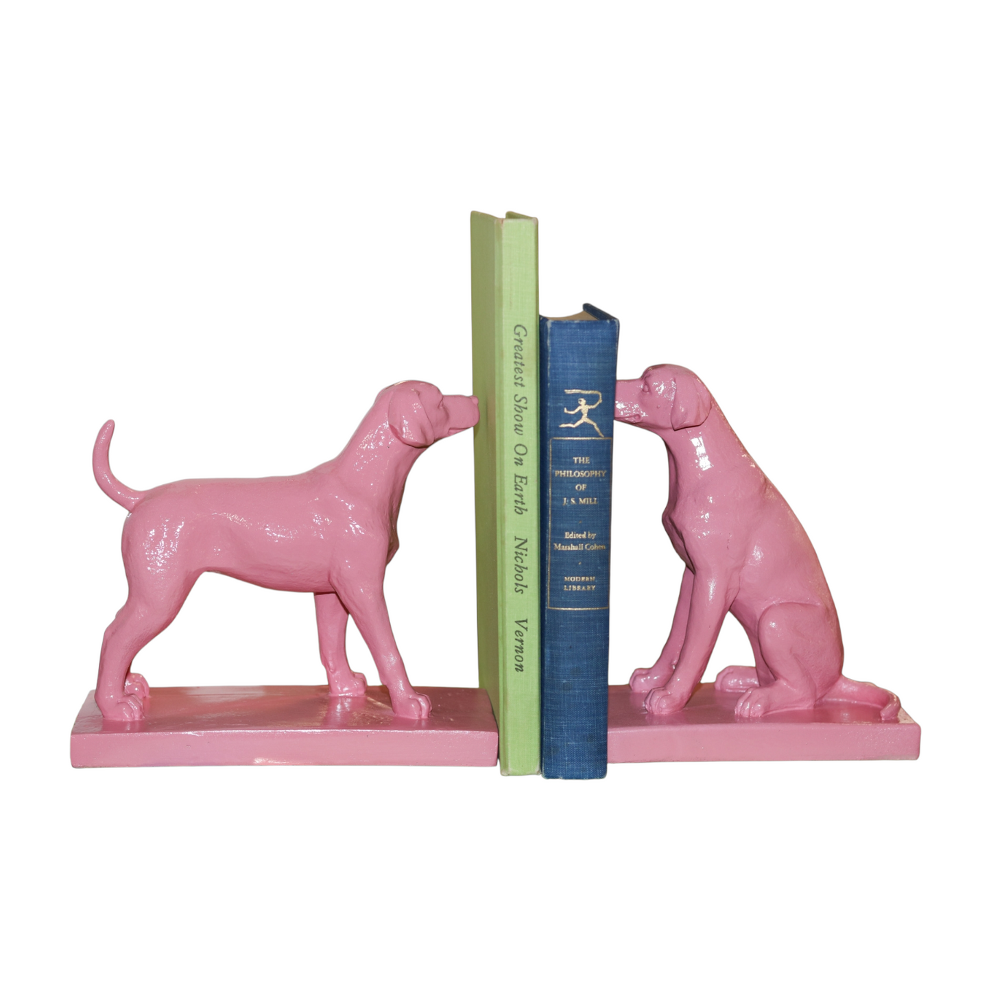 Pink Resin Dog Bookends
