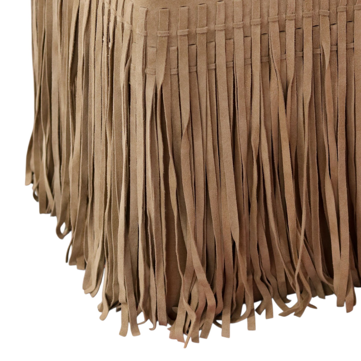 Suede Fringe Square Ottoman