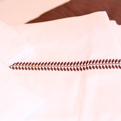 White Sheet Set w/ Burgundy Embroidery - Queen
