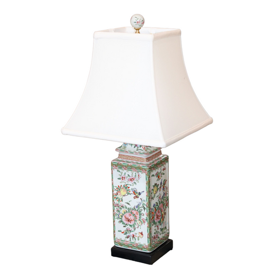 Rose Medallion Square Jar Lamp