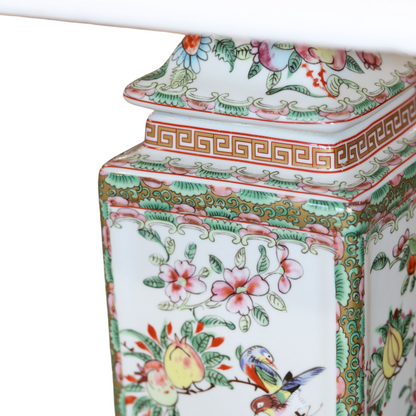 Rose Medallion Square Jar Lamp