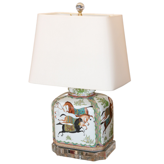 Chinese Porcelain Horse Jar Lamp