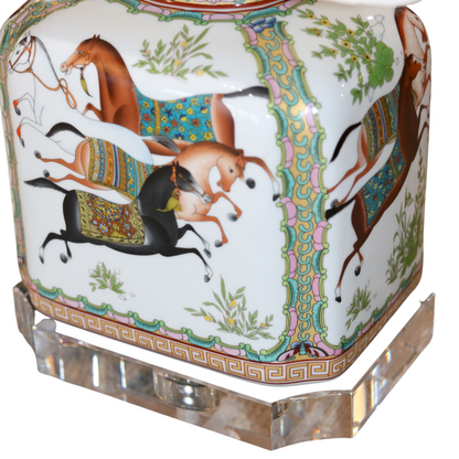 Chinese Porcelain Horse Jar Lamp