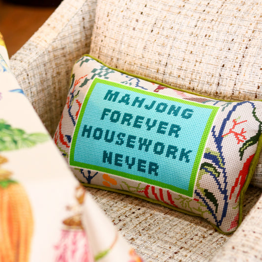 Mahjong Needlepoint Pillow