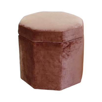 Octagon Storage Ottoman in Velvet