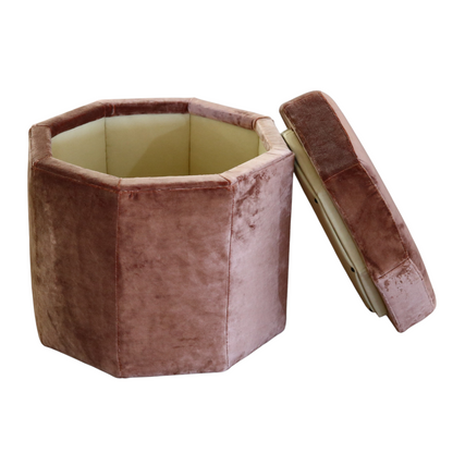 Octagon Storage Ottoman in Velvet