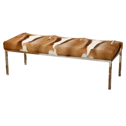 Natural Springbok Bench w/ Chrome Legs