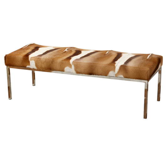 Natural Springbok Bench w/ Chrome Legs