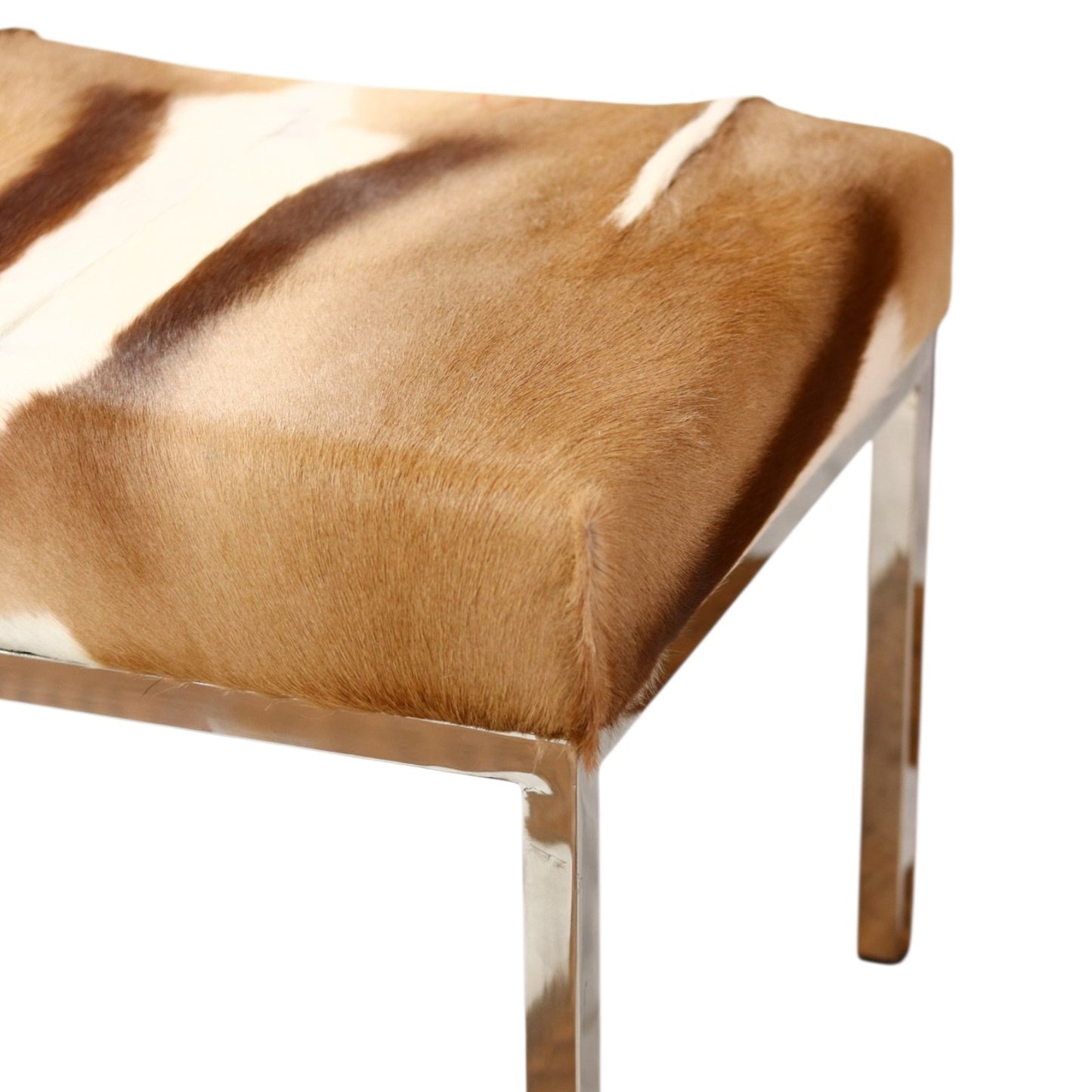 Natural Springbok Bench w/ Chrome Legs