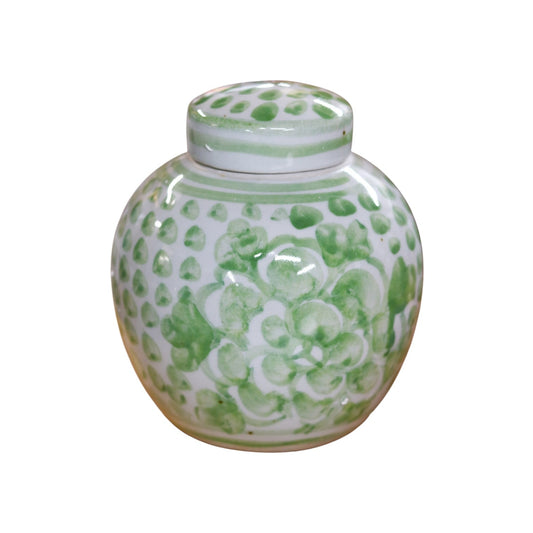 Green & White Porcelain Mini Jar