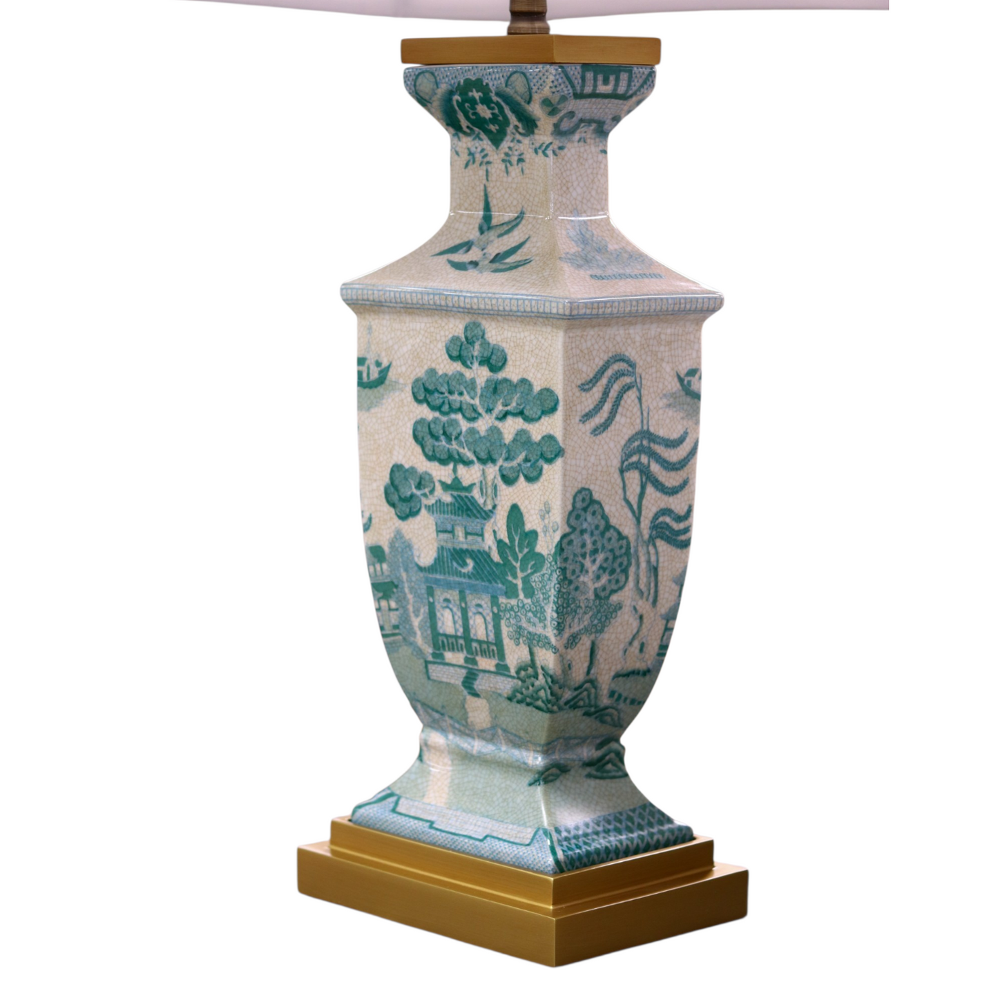 Turquoise Willow Hand Painted Porcelain Table Lamp