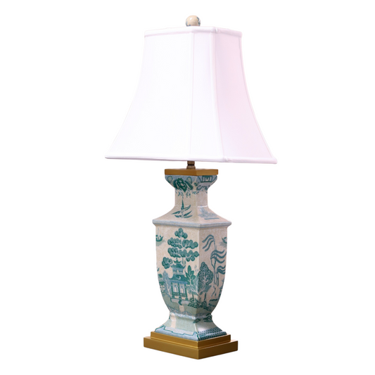 Turquoise Willow Hand Painted Porcelain Table Lamp