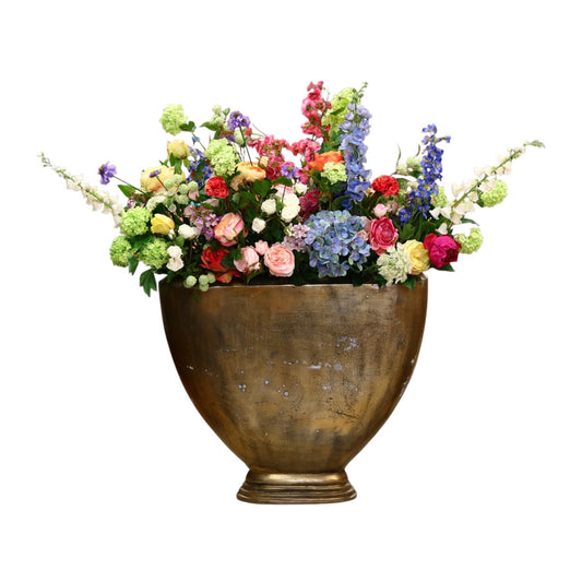 Floral Arrangement in Aluminum Vase