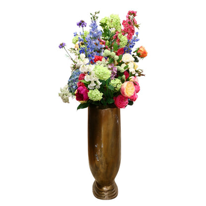 Floral Arrangement in Aluminum Vase