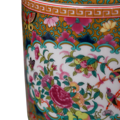 Round Porcelain Tissue Box in Canton Rose Medallion