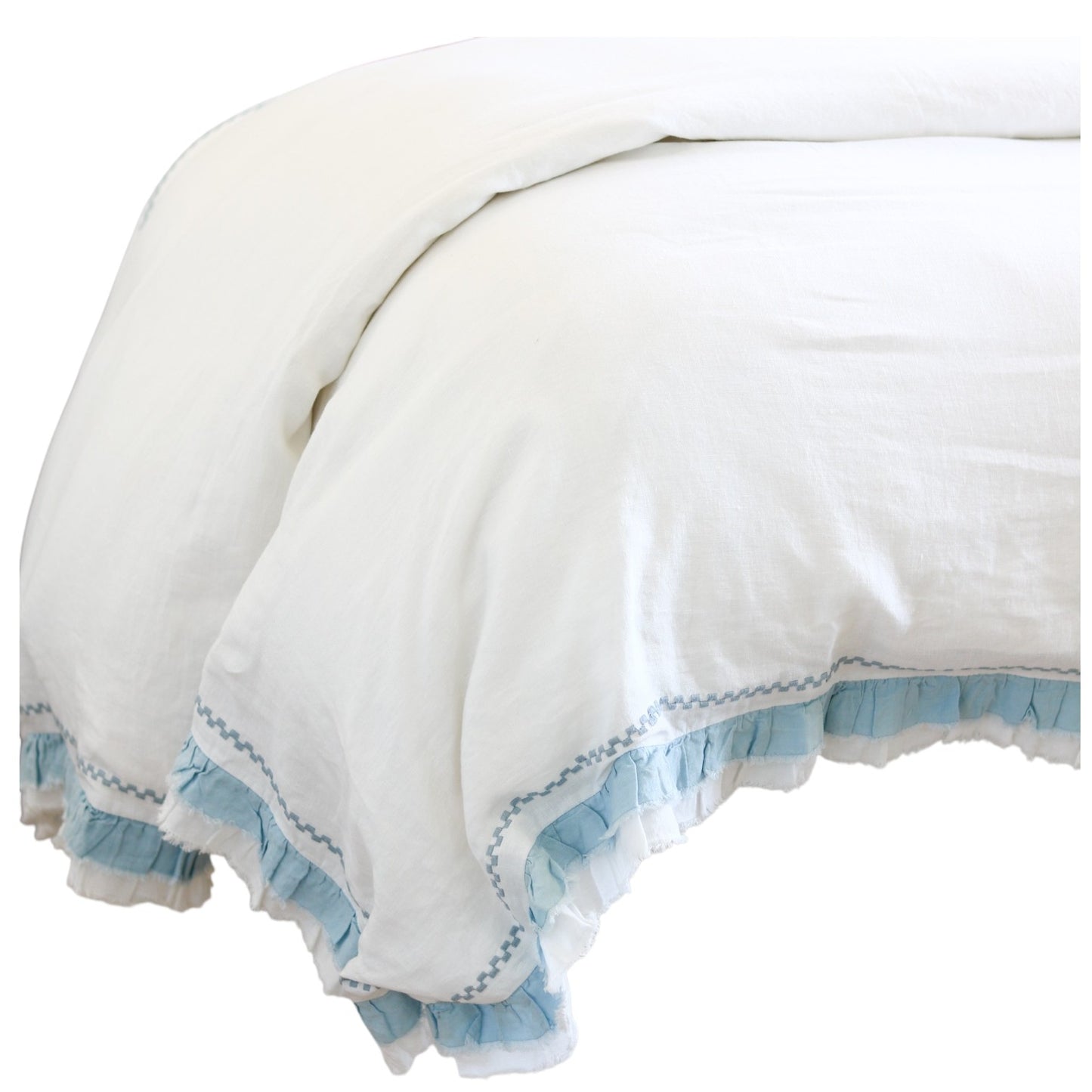 Solana European Ruffle Duvet Cover in French Blue