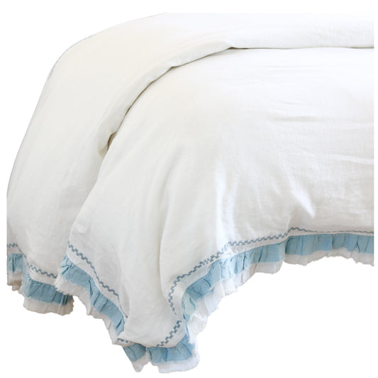 Solana European Ruffle Duvet Cover in French Blue
