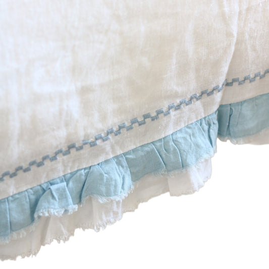 Solana European Ruffle Duvet Cover in French Blue