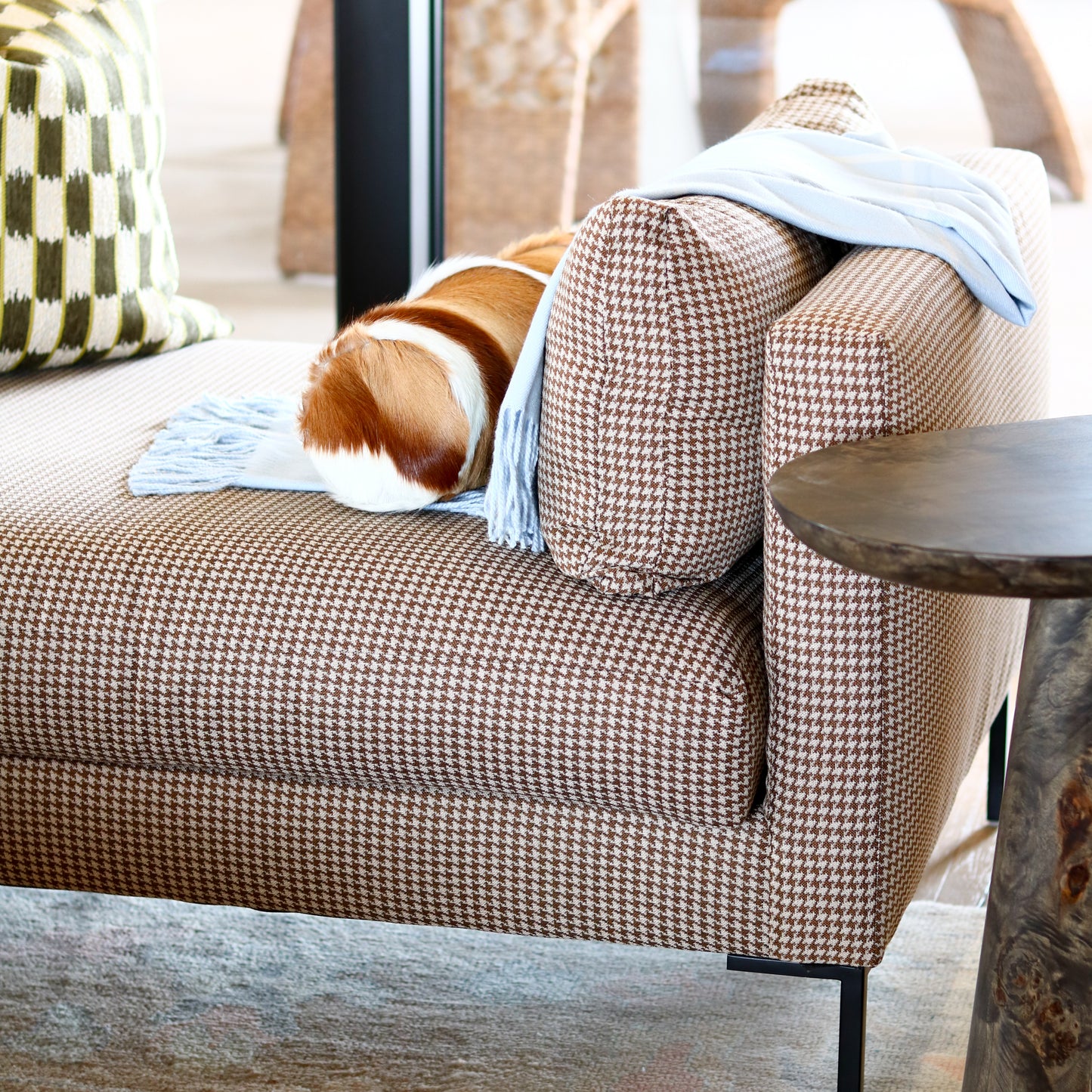 Brown Houndstooth Settee
