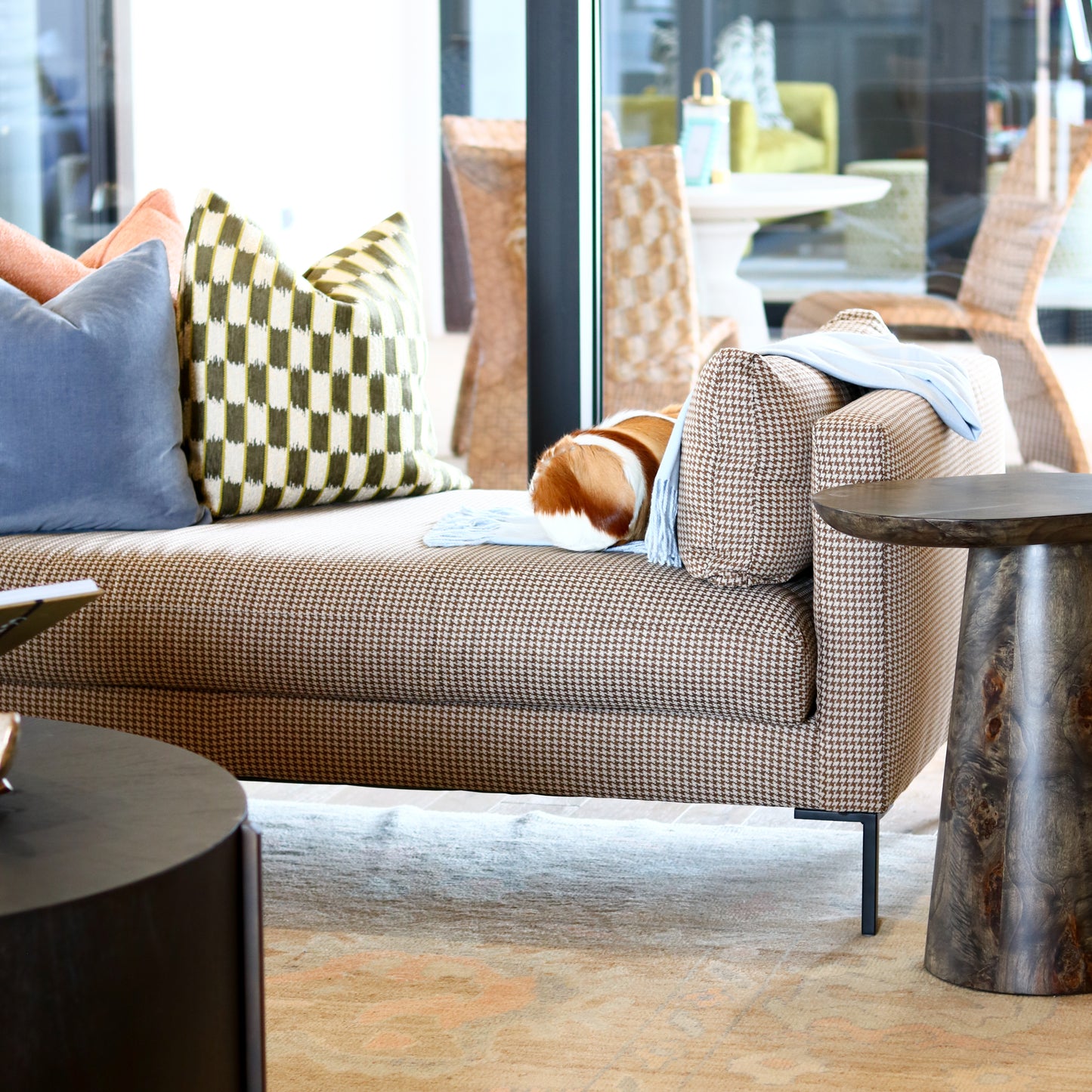 Brown Houndstooth Settee