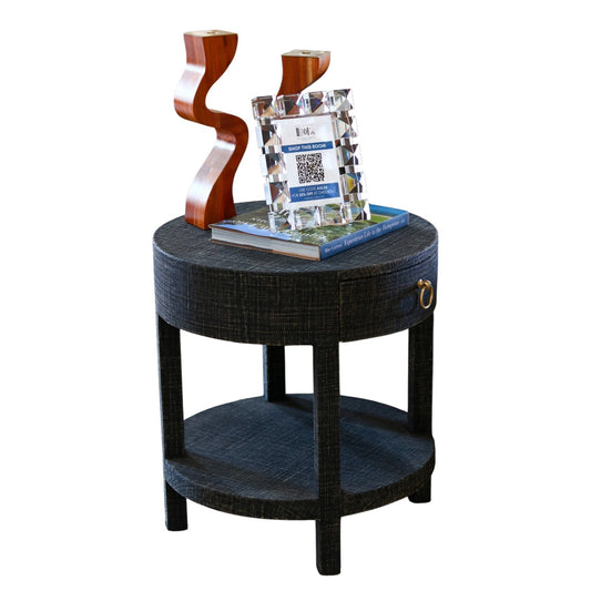 Black Linen Wrapped Side Table