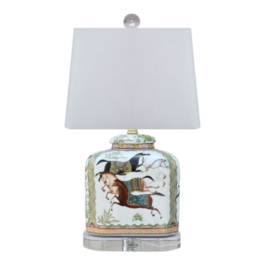 Porcelain Horse Jar Lamp
