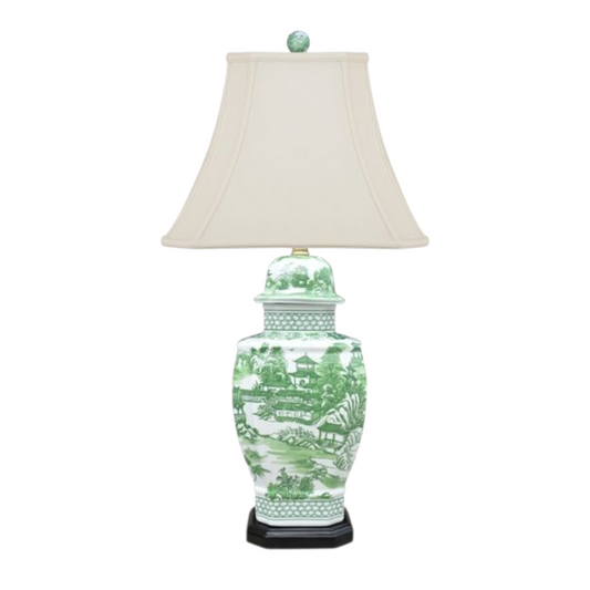 Porcelain Green Chinoiserie Lamp