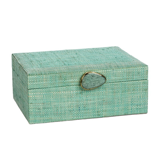 Raffia Palm Box w/ Stone Accent