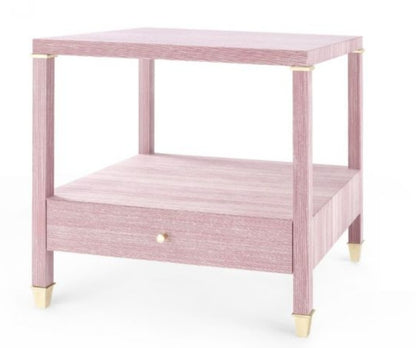 Lacquered Grasscloth Side Table