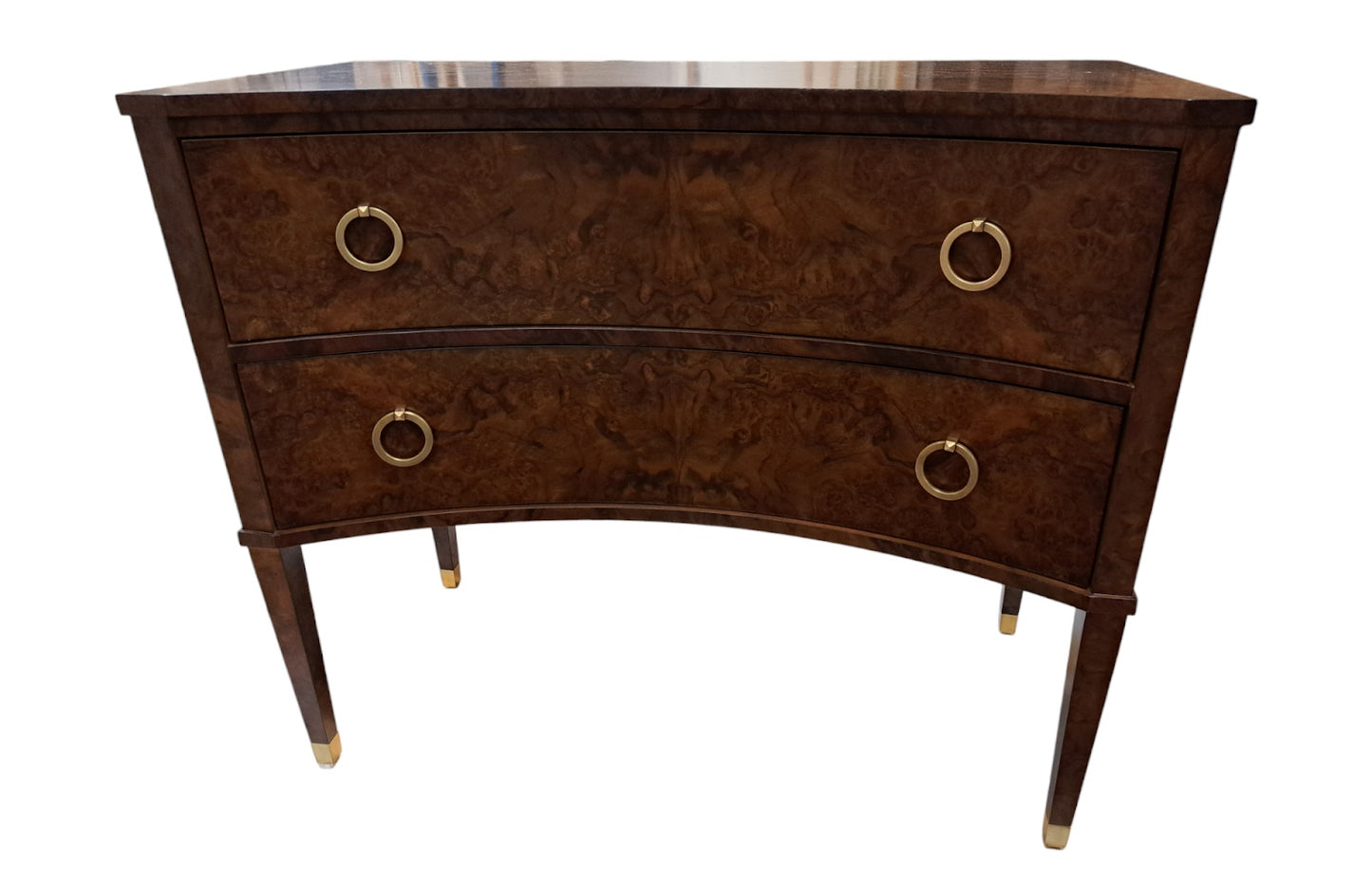 Two Drawer Concave Burl Commode