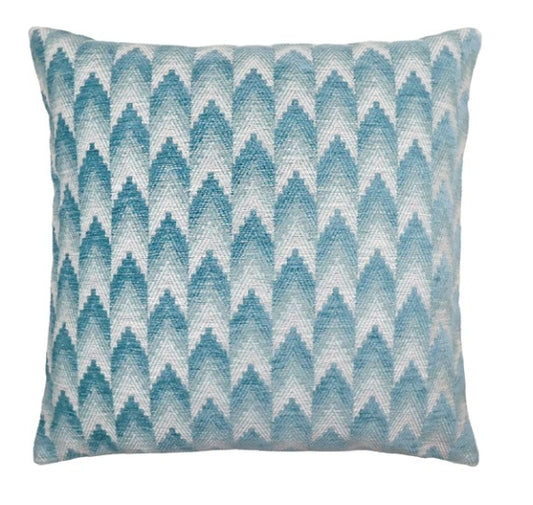 22" Woven Geometric Pillow in Aqua