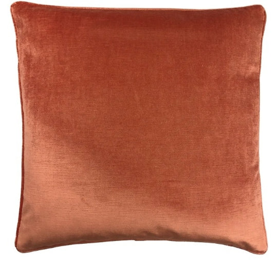 22" Deep Coral Velvet Pillow