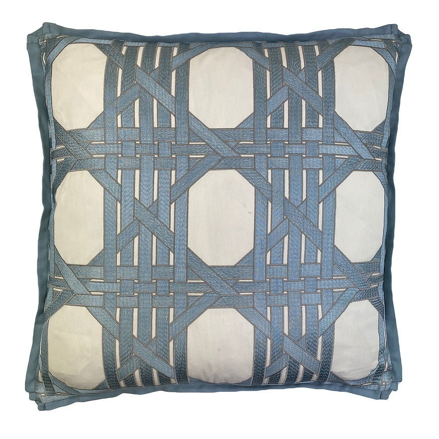 22" Waterford Glacier Blue & White Pillow