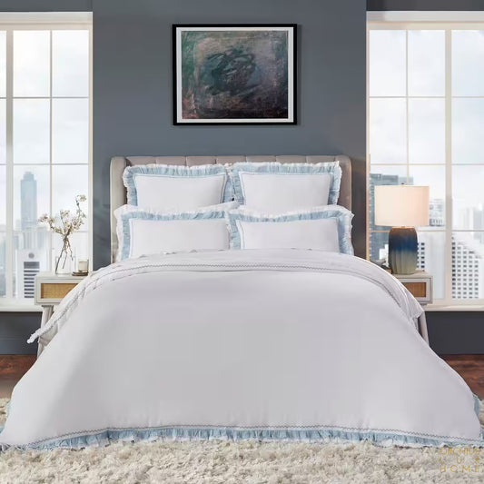 Solana European Ruffle Duvet Cover in French Blue