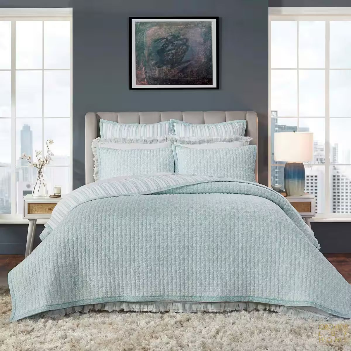 Serenity Serenity Printed Reversible Quilt in Sage