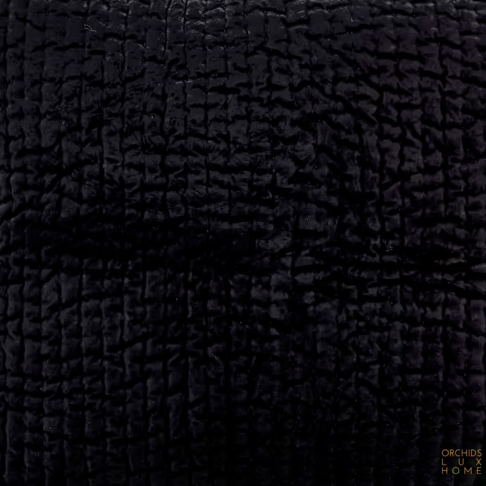 Walton Channel Velvet Quilt in Black