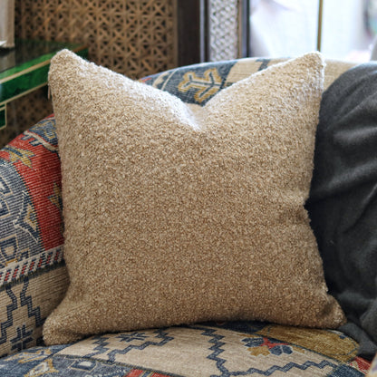 18" Beige Bouclé Pillow