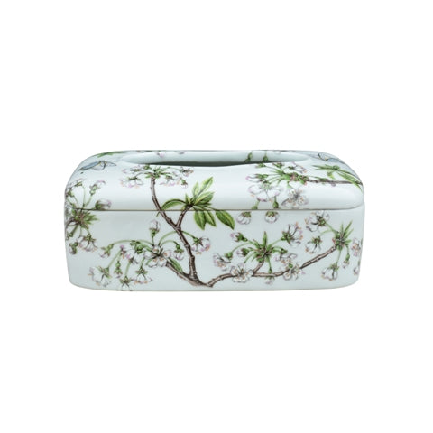 Porcelain Tissue Box - Cherry Blossoms Rectangle