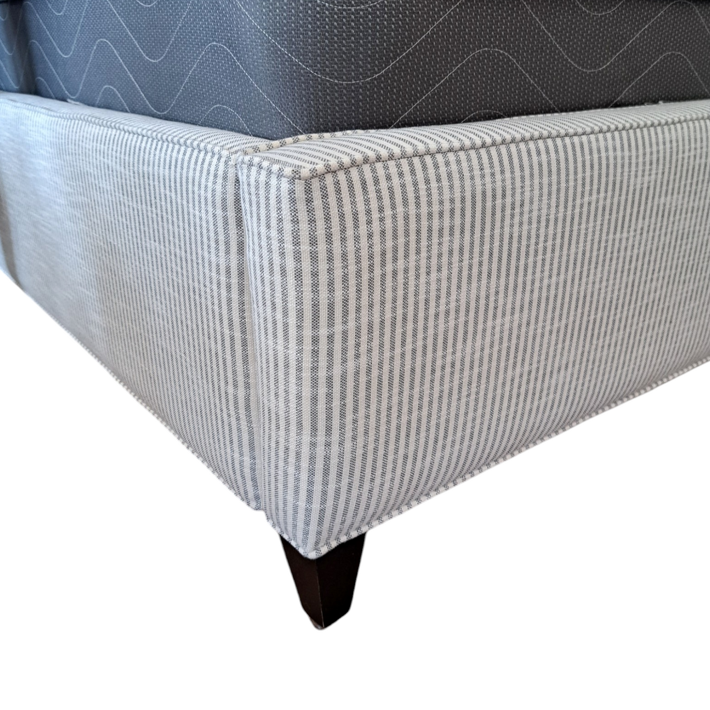 Upholstered Striped Queen Bed