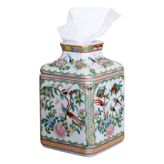 Porcelain Tissue Box - Rose Canton