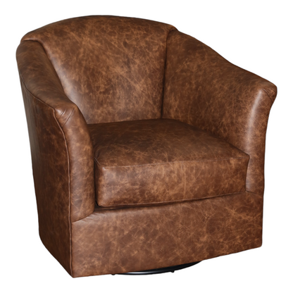 Brown Leather Swivel Glider