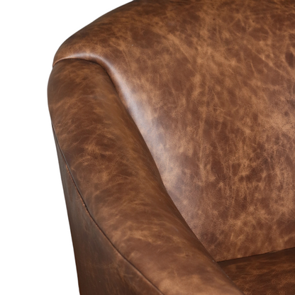 Brown Leather Swivel Glider