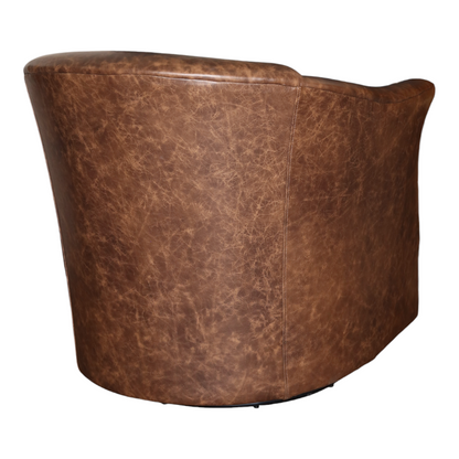 Brown Leather Swivel Glider