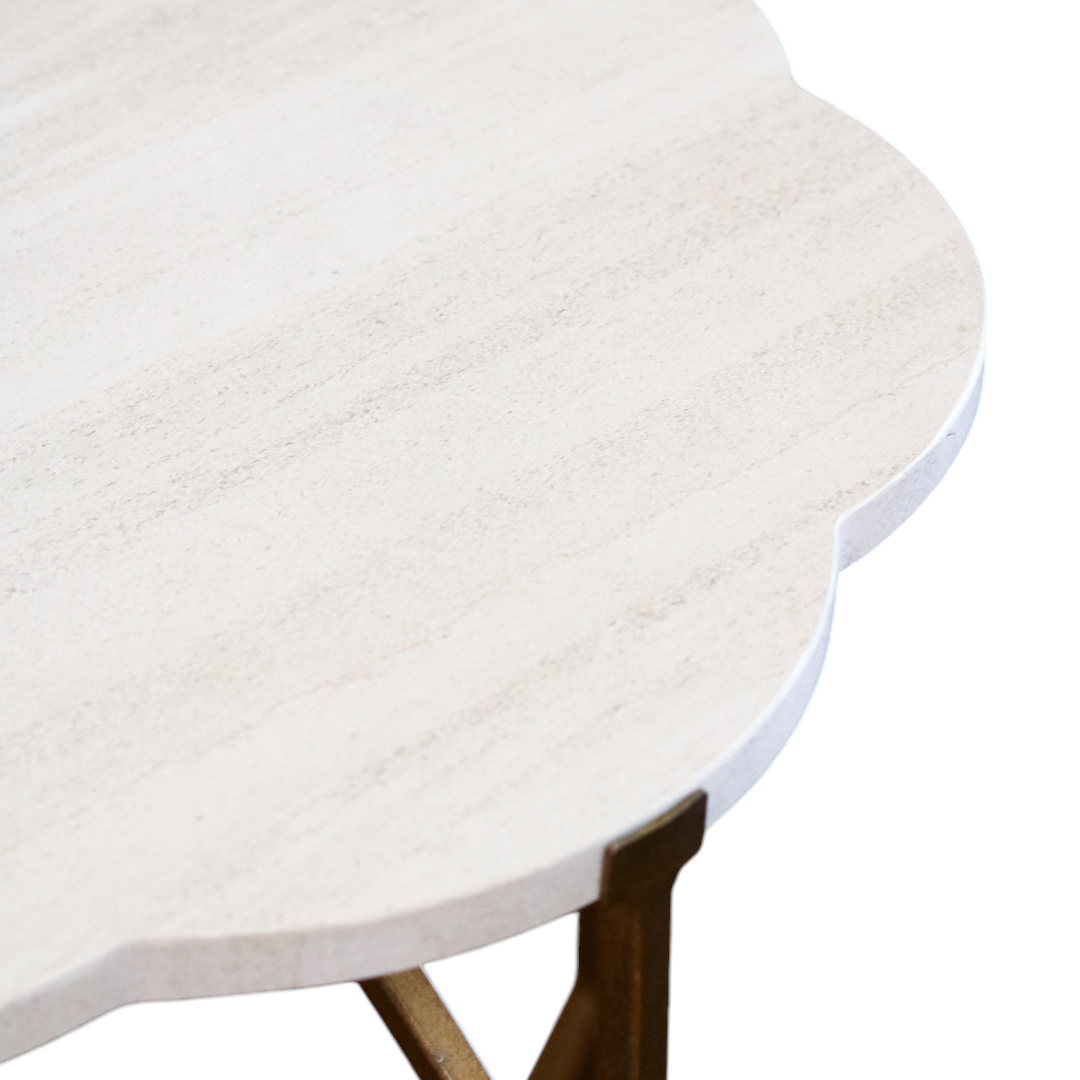 White Limestone Flower Table