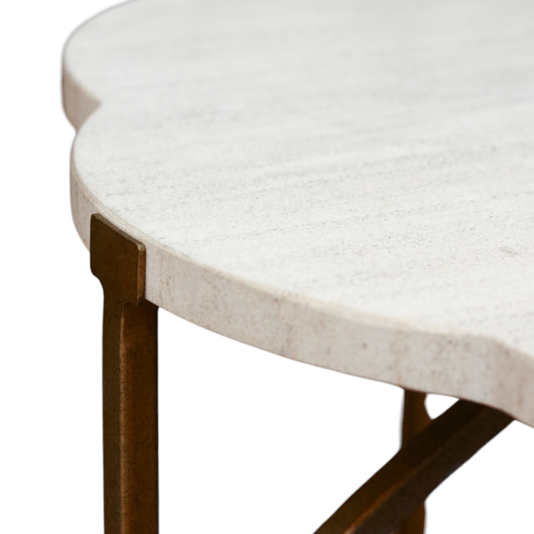 White Limestone Flower Table