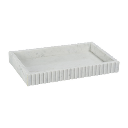 Scalloped White Marble Tray