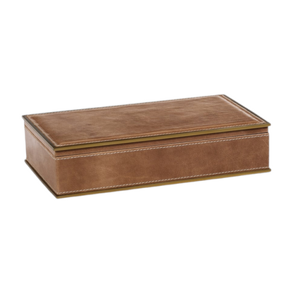 Camel Leather & Brass Box