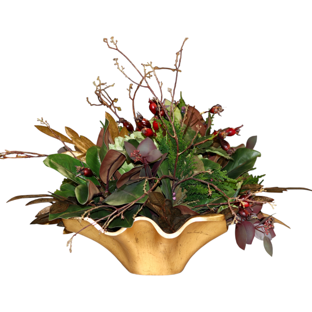 Custom Fall Arrangement in Gold Bowl